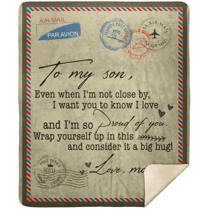 Viticstore™Airmail Blanket From Mom To Son - ultra-soft fleece blanket gifts for son airmail letter blanket fleece blanket gift ideas