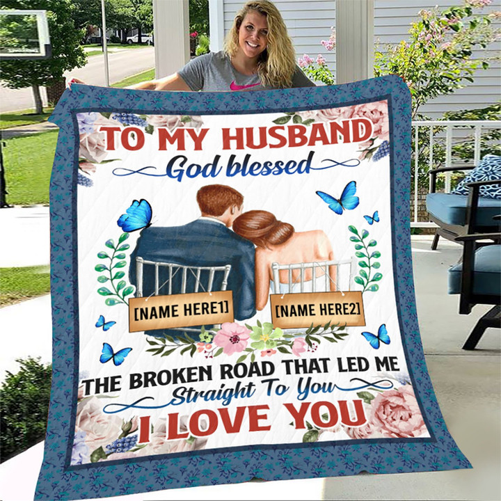 Viticstore™ Personalized to My Husband Broken Road Let Me Straight To You size large customized blanket gift for husband family gift