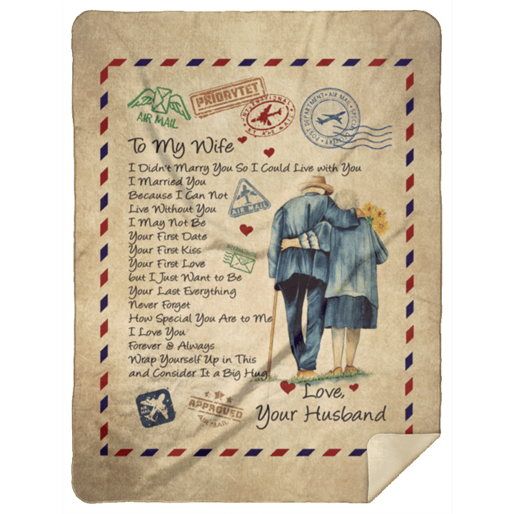 Viticstore™ Love Airmail Blanket From Husband To Wife - Can't Say - 60x80in fleece blanket gift for wife airmail letter blanket fleece blanket gift ideas