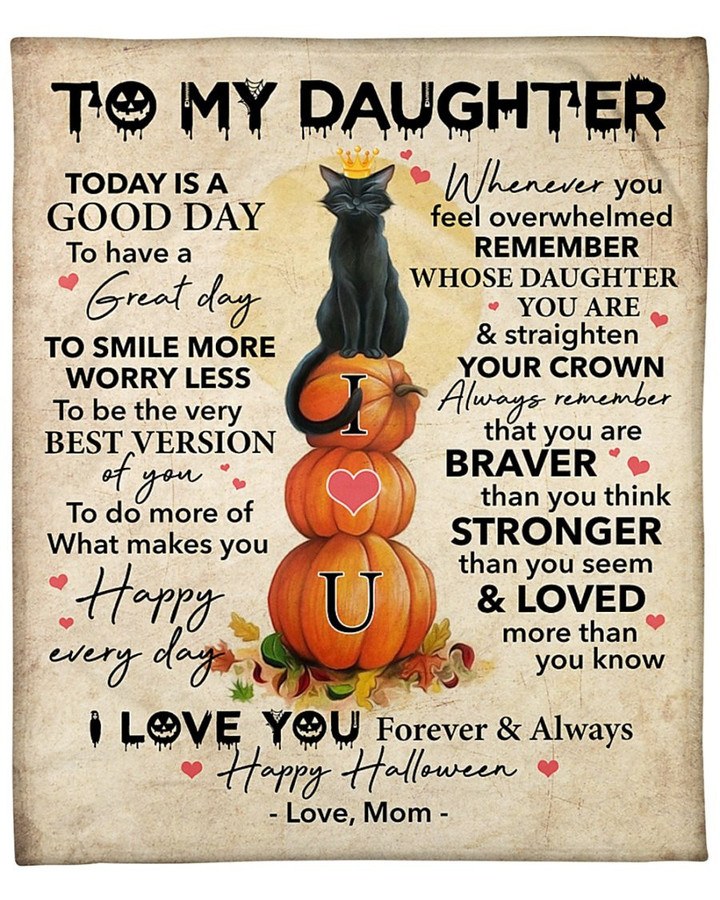 Viticstore™ Letter To Daughter From Mom - Smile More Worry Less - fleece blanket gift for daughter blanket gift ideas unique gifts