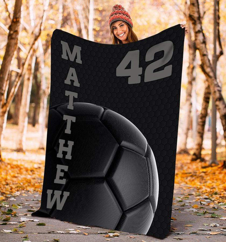 Customized Soccer Darkness Black Blanket With Name #101220l