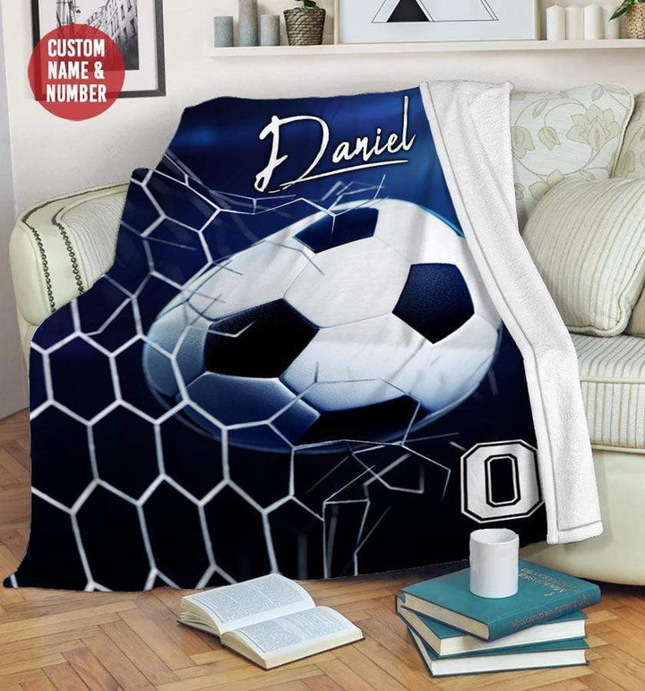 Soccer Customized Name and Number Fleece Blanket #0309l