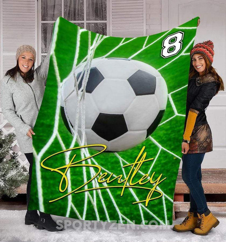 Soccer Ball and Goal Custom Blankets With Name #242L
