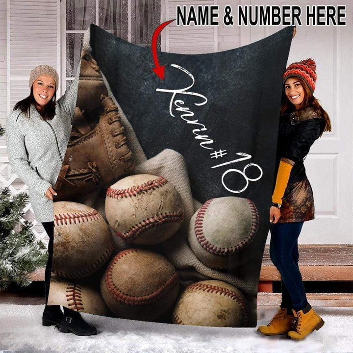 Custom Blanket Baseball Balls and Glove #271119V