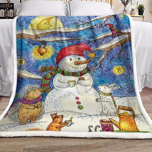 Snowman And Animals Ml1610333F Sherpa Fleece Blanket