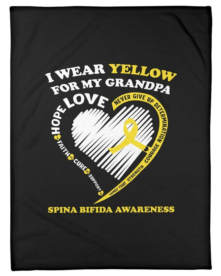 I Wear Yellow For My Grandpa Spina Bifida Awareness Fleece Blanket