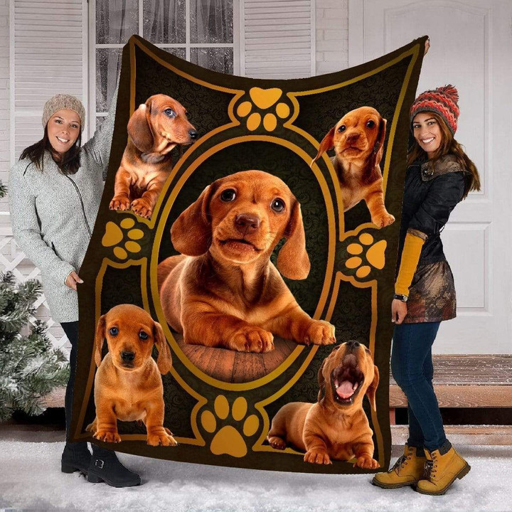 Dog Paw Baby Dachshund Fleece Blanket Gift For Dog Lovers