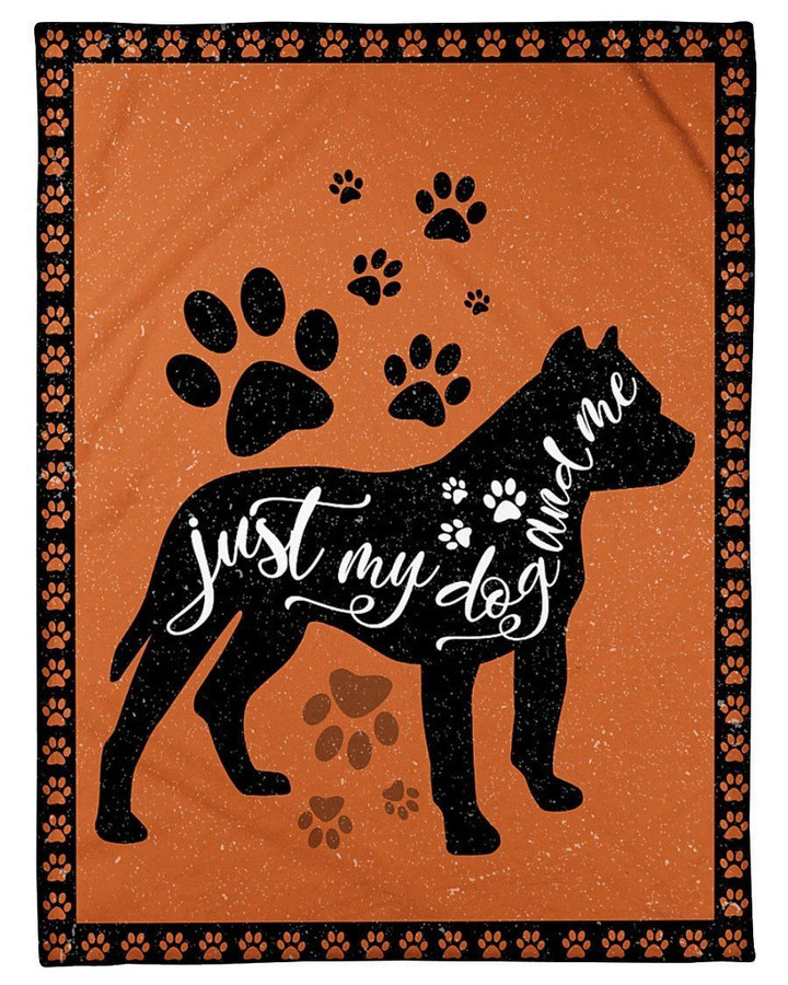 Just My Dog And Me Pitbull Paw Gifts For Dog Lovers Fleece Blanket
