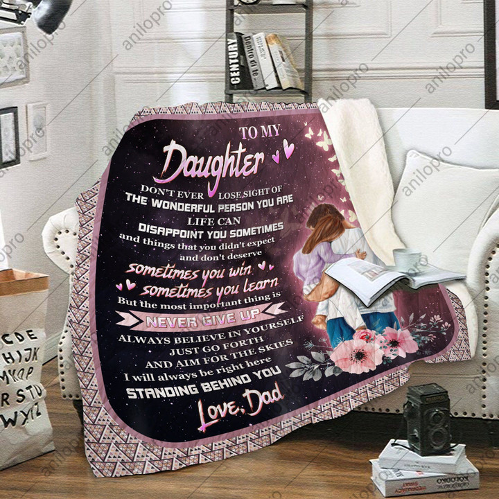 To My Daughter Dad Cl02111433Mdf Sherpa Fleece Blanket
