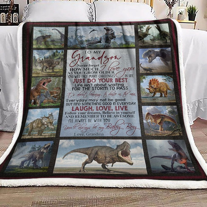 To My Grandson Dinosaur Clh1712285F Sherpa Fleece Blanket