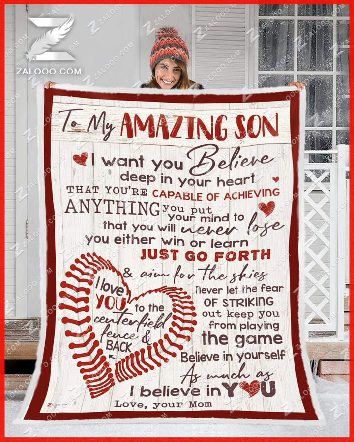 Blanket - Baseball - Son (Mom) - I Love You To The Centerfield Fence And Back