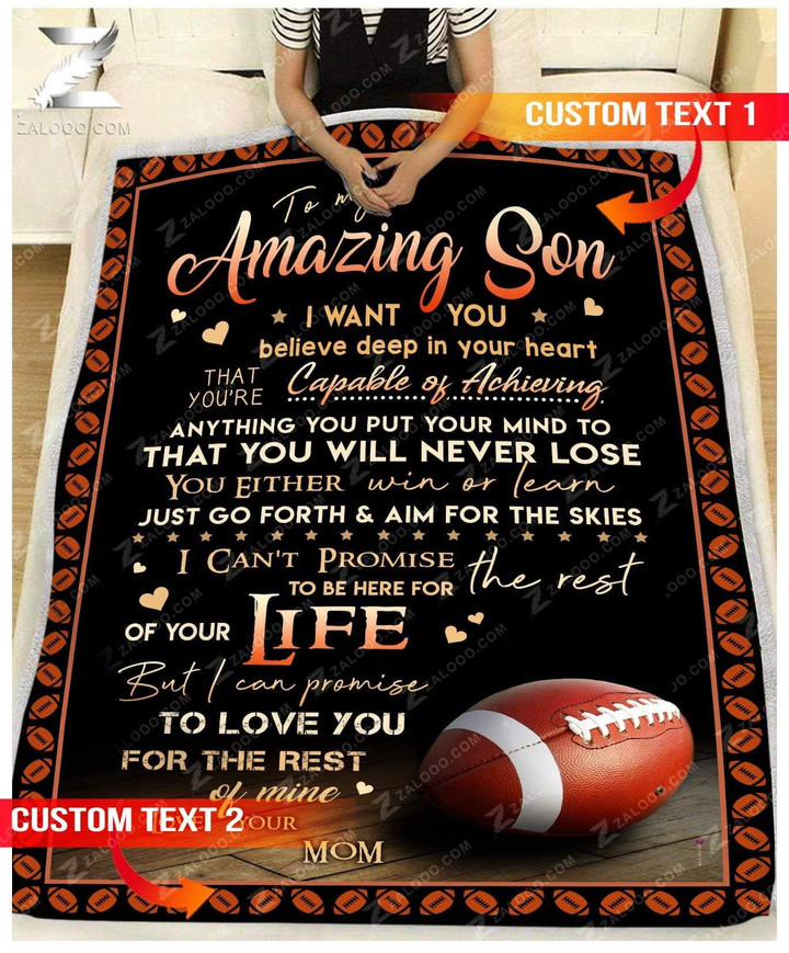 Custom Fleece Blanket - Football - For Son From Mom - You Will Never Lose