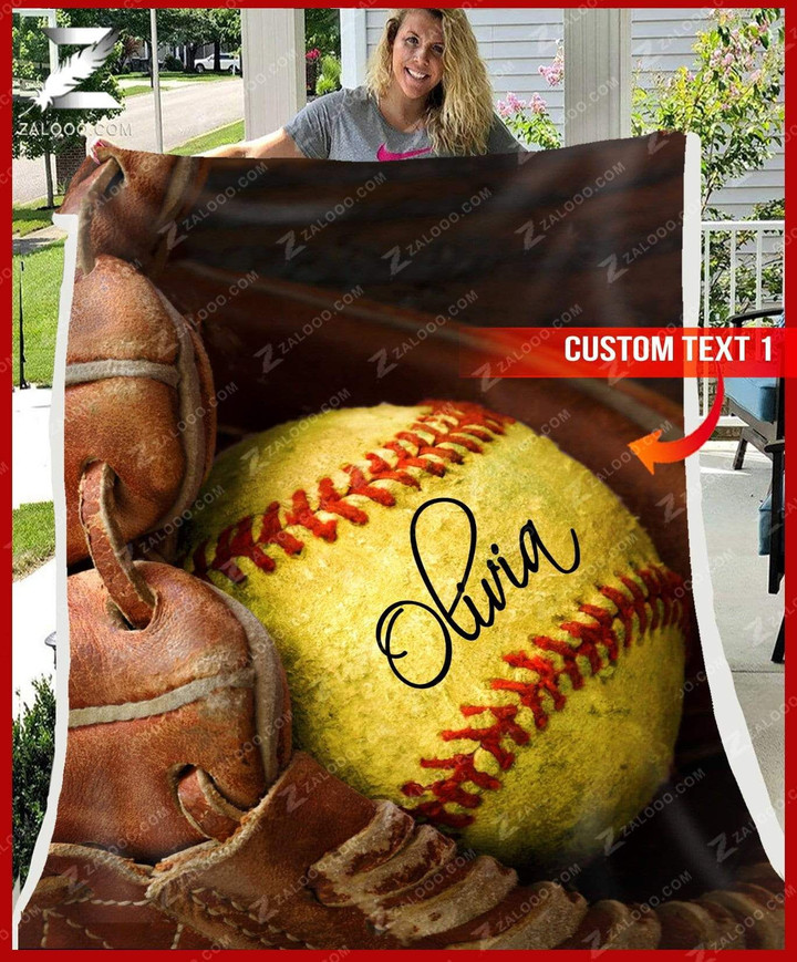 Custom Fleece Blanket - Softball