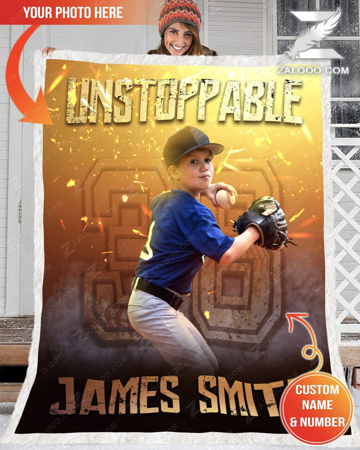 Personalized Photo Blanket - Baseball - Unstoppable Ver2