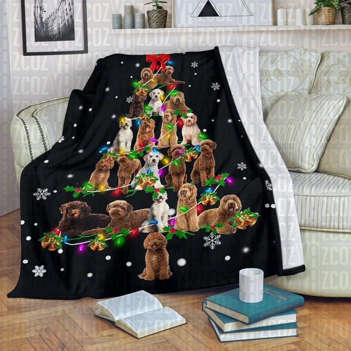 Labradoodle Christmas Tree Cl21110548Mdf Sherpa Fleece Blanket