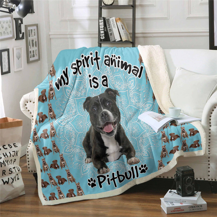 Pitbull Is My Spirit Animal Clm02121257S Sherpa Fleece Blanket