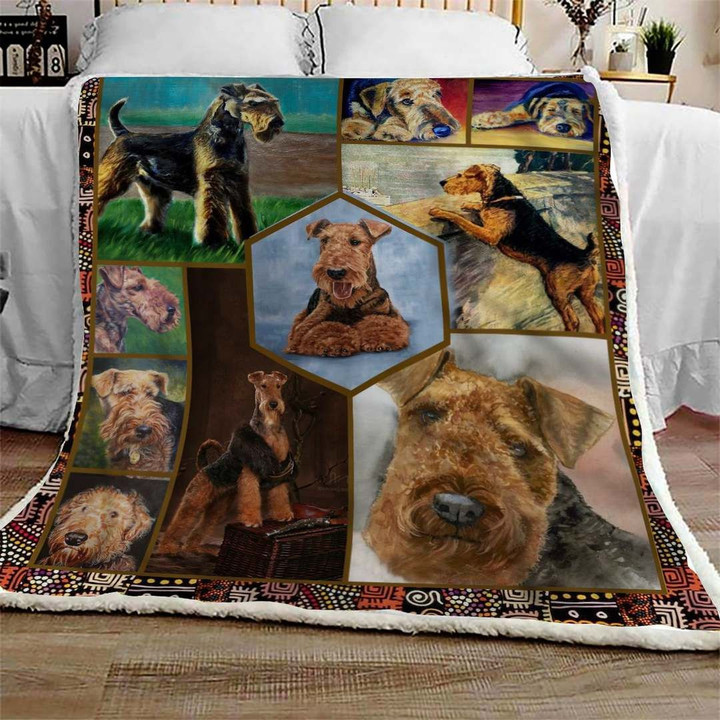 Airedale Terrier Playful Cl10100007Mdf Sherpa Fleece Blanket