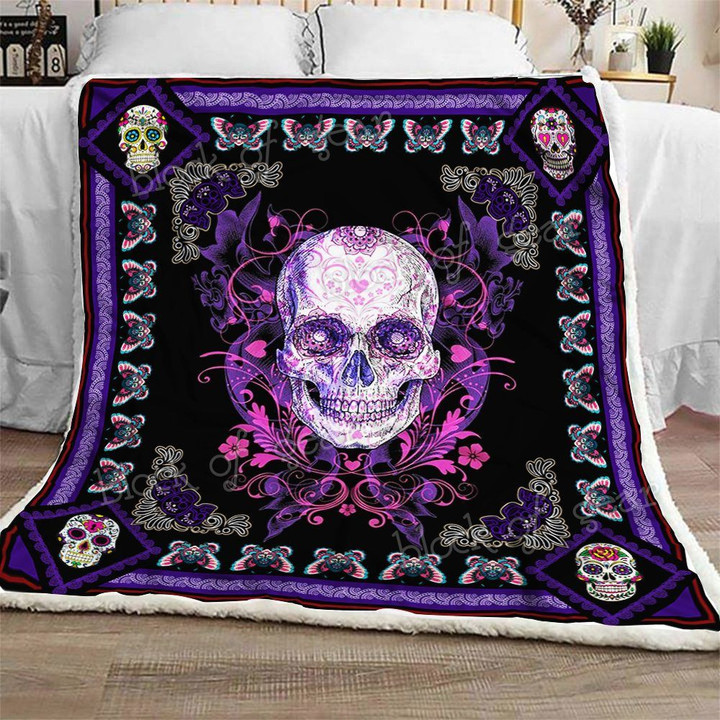 Purple Skull Cl301237Mdf Sherpa Fleece Blanket