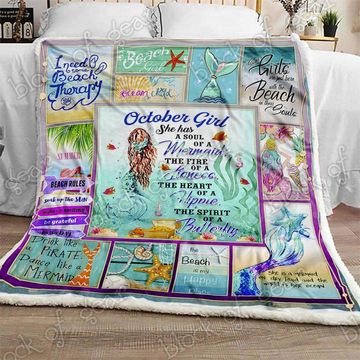 October Girl A Soul Of A Mermaid Cl180982Mdf Sherpa Fleece Blanket
