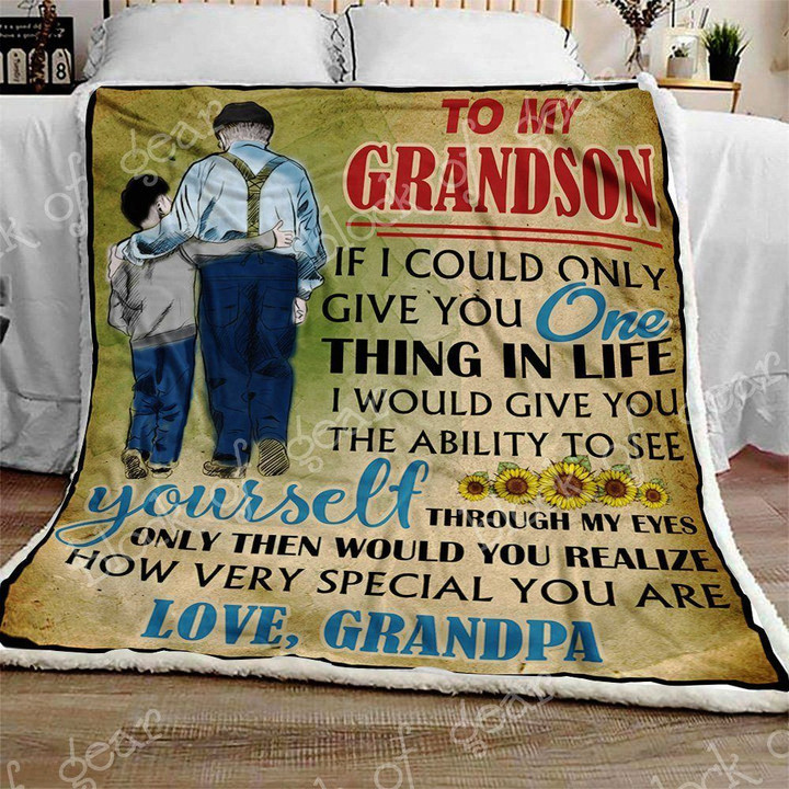 From Grandpa To Grandson Cl301066Mdf Sherpa Fleece Blanket
