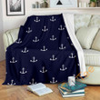Anchor Pattern Navy Premium Fleece Blanket