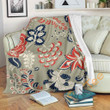Beige Bohemian Floral Pattern Premium Fleece Blanket