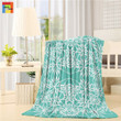 Green White Floral Lace Pattern Throw Blanket
