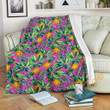 Hot Purple Pineapple Pattern Premium Fleece Blanket