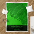 Honolulu Synthwave Map - Synthwave City Map Sherpa Fleece Blanket