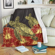 FamilyGater Blanket - Hawaii Turtle Hibiscus Red Premium Blankets - AH - J4C