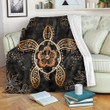 FamilyGater Blanket - Hawaiian Turtle And Hibiscus Polynesian Premium Blankets Orange - AH - JRC