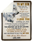 How Much I Love You White Wolf Mom Gift For Son Sherpa Blanket