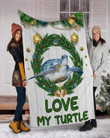 Sea Turtle Christmas Green Fleece Blanket