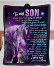 Purple Wolf Mom Gift For Son Be Brave To Stand For What You Believe Sherpa Blanket