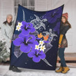 FamilyGater Blanket - Hawaii Turtle Purple Hibiscus Polynesian Premium Blanket - Anne Style - AH - J2