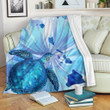FamilyGater Blanket - Hawaiian Map Hibiscus Flower Turtle Polynesian Premium Blankets Blue - AH - J4C