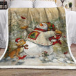 Christmas Snowman Cardinal Cat Am2812553Cl Fleece Blanket