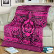 FamilyGater Blanket - Hawaiian Turtle Polyensian Tribal Premium Blankets Pink AH - J7C