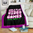 Girls Play Video Games Cl06120430Mdf Sherpa Fleece Blanket