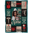 Black Nurse Fleece Blanket "She was born with the ability to change someone's life so she became a nurse" nursing gift ideas - FSD1224