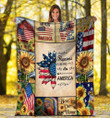 Happiness Is Being An America Usa American Flag Sunflower Gs-Cl-Ld0106 Fleece Blanket