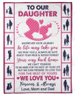To Our Daughter We Love You Nc2410581Cl Fleece Blanket