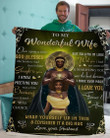 Black Couple Husband To My Wonderful Wife Fleece Blanket Once Upon A Time God Blessed The Broken Road That Led Me Straight To You - Anniversary'S Day Gifts - Anniversary Gift For Wife - Blanket Anniversary For Wife
