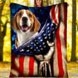 Custom Blanket Beagle Dog American Flag Blanket - Dog Gifts - Fleece Blanket