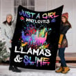 Custom Blanket Llamas And Slime Blanket - Perfect Gifts For Girls - Fleece Blanket