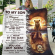 Lion Dad To My Son I Closed My Eyes And Suddenly A Man Stood Where A Boy Used To Be Fleece Blanket