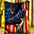 Custom Blanket Doberman Dog American Flag - Dog Gifts - Fleece Blanket