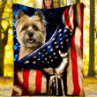 Custom Blanket Cairn Terrier Dog American Flag Blanket - Dog Gifts - Fleece Blanket