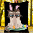 Custom Blanket Grumpy Cat Easter Egg Bunny Blanket - Fleece Blanket