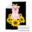 Custom Blanket Cute Piggy With Sunflower Blanket - Fleece Blanket